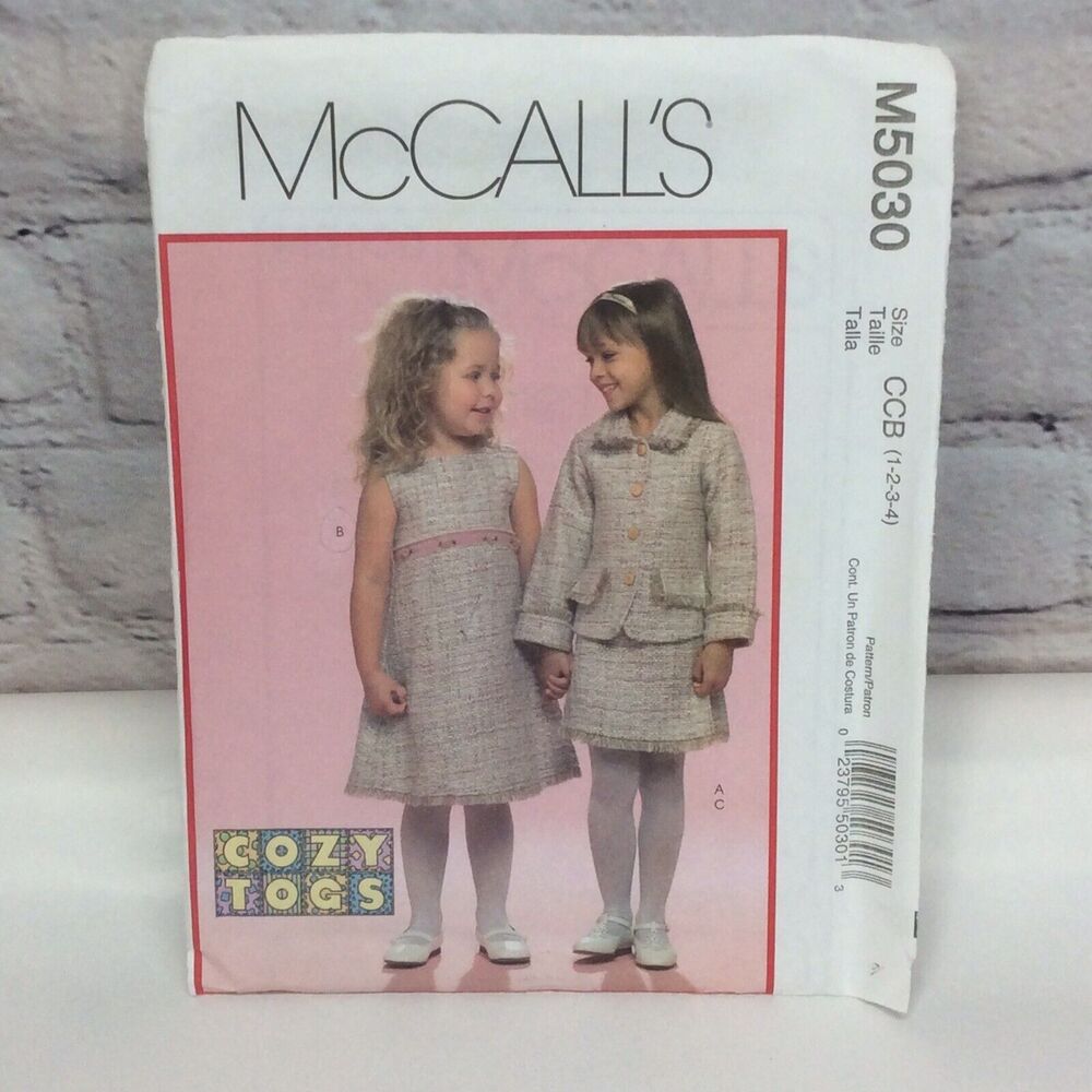 McCalls Sewing Pattern 5030 Toddler Girls Size 1-4 Jacket Jumper Skirt Uncut